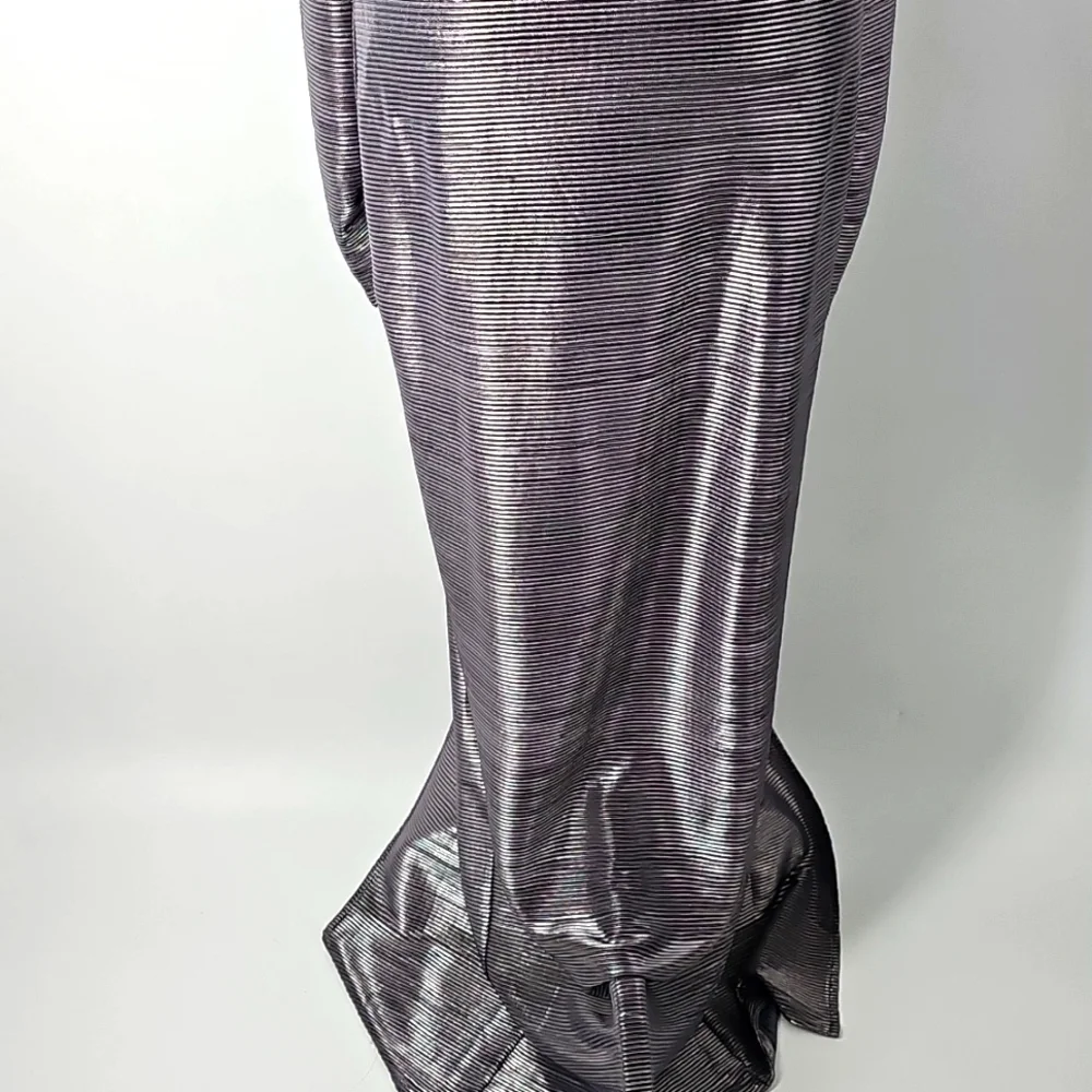 Free People Mila Metallic Silver Textured Open Back Mock Turtleneck Maxi Dress - Picture 4 of 12